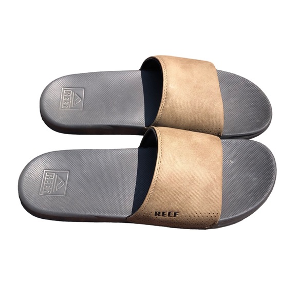Reef One Slide Sandal Men's Size 12 Gray and Tan - Picture 4 of 8